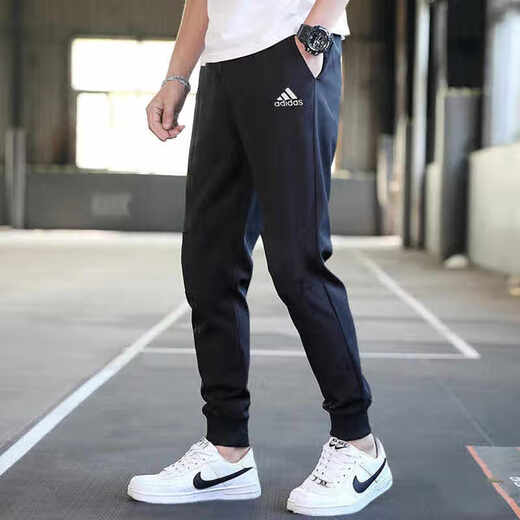 阿迪达斯 （adidas）运动裤男裤2025夏季新款小脚裤跑步训练健身男士裤子休闲长裤 黑色GK9226斜插口袋/收口 L 推荐155-175斤