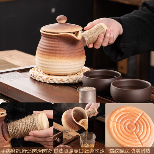 Las ollas y las ollas de arcilla Yuanminmine de Youshang se cocinan en la estufa y se pueden secar y asar. Té de leche de gran capacidad para el hogar, leche a la parrilla, té a la parrilla. 1000 ml. Imitación de tetera a leña con tapa. Se puede secar 701 ml (inclusive) -800ml (inclusive)