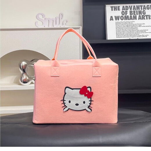 京东物流 收纳包卡通旅行包可爱化妆手提包学生住校大容量行李包 粉色kt猫【旅行包】