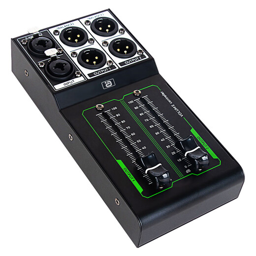 Ayin volume controller, one in and two out, passive preamp connection, mixer, MIC microphone, XLR balanced input and output, lossless sound quality, black MC400, official standard configuration