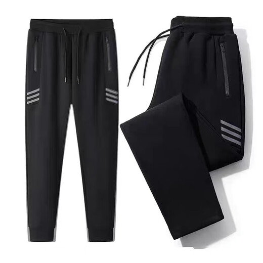 Woodpecker pants men's autumn and winter Korean style trendy leggings plus velvet sweatpants loose sweatpants men's autumn casual long pants men's leggings black velvet style 3XL recommended 140-160Jin Jin equals 0.5 kg