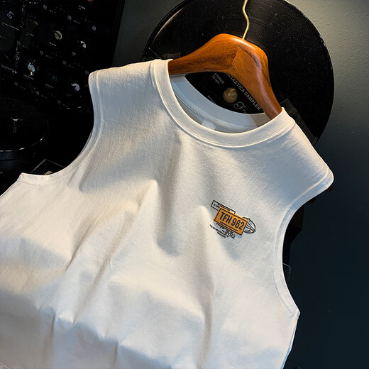 
Qianji (QIANJI) American loose vest men's summer trendy printed sleeveless heavy vest casual sports sweatshirt white [HJ9906-1] XL suitable for 124-140Jin [Jin equals 0.5 kg]