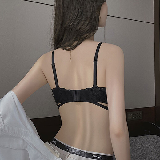 French Jerrie Mock brand traceless underwear for women gathering small breasts sexy thin style 2022 new upper-collecting secondary breast anti-sagging bra set 22W4865 gray purple 75B=34B (set)