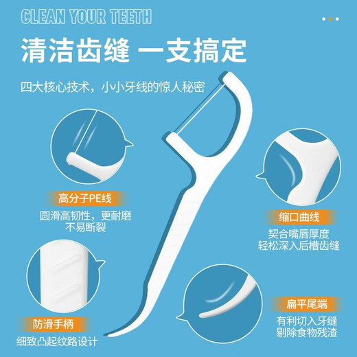 牙县令牙线棒超细高分子细滑一次性牙签牙线便携牙线盒牙线签包装随机发 10盒/500支【大力推荐】