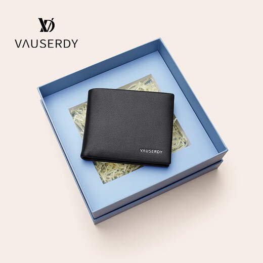 VAUSERDY范赛迪【生日礼物】男士钱包男短款钱夹头层牛皮商务轻奢皮夹送男友老公 V3001Z2+V609012-皮带钱包套装