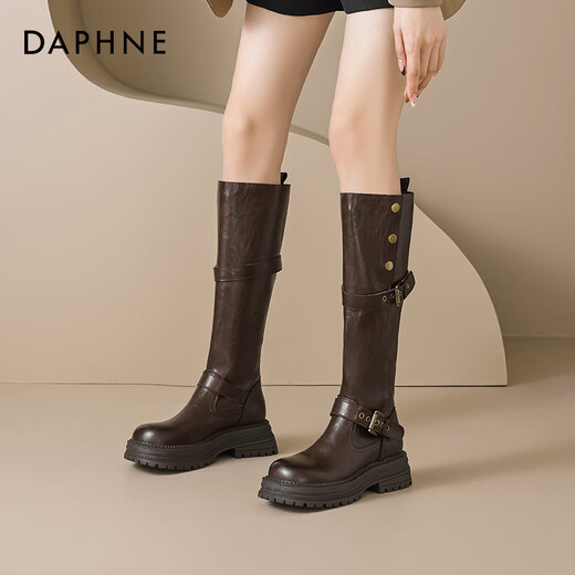Daphne boots women's shoes plus velvet 2025 new autumn and winter popular cowboy boots high boots huge good-looking knight boots