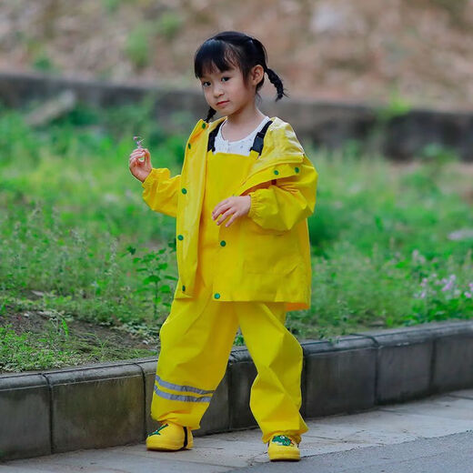 Shantou Lincun Chaodatong waterproof full body children's boys and girls kindergarten set raincoat overalls rain pants one-piece Anji 901 yellow jacket + overalls + rain boots L size suitable for 100-115 height