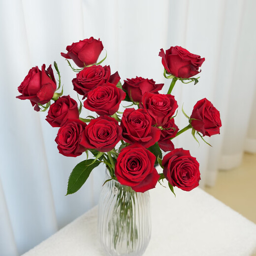 Jingdong Flowers Roses Red Roses 10 Ruyi Base Fresh-cut Flowers Water-raised Flower Arrangements Life Bouquets Gifts Straight from the Source
