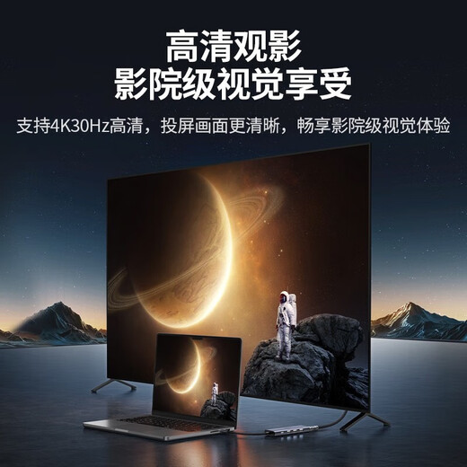 绿联 Type-C扩展坞USB-C转换器雷电4拓展坞雷电3分线器HDMI网线转接头HUB通用MacBook笔记本iPad平板 9合1【HDMI+DP+VGA+读卡器】15602