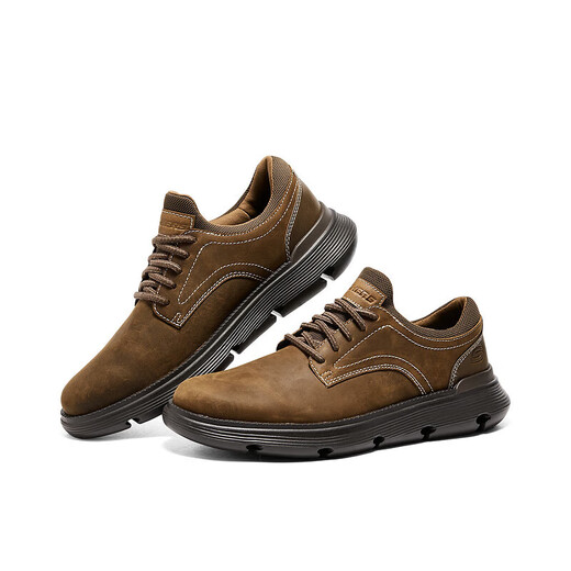 SKECHERS Men's Business Leather Shoes Autumn Casual Shoes Commuting Soft Sole Versatile Derby Shoes Work Shoes 204702