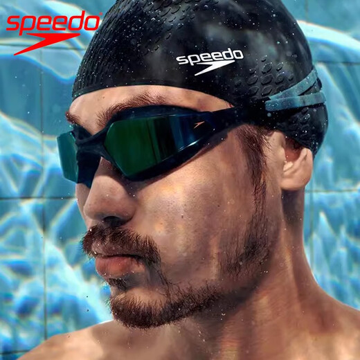 Speedo swimming goggles, coated, comfortable, large-frame, high-definition, anti-fog, large-view swimming goggles, professional training swimming goggles for men and women, coated, large-frame gray (upgraded version)