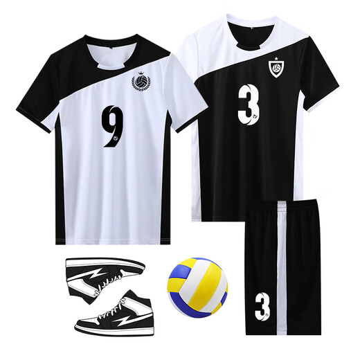 
Aiqisen volleyball uniform set for men and women custom volleyball competition team uniform quick-drying professional air volleyball sports training uniform custom A831-women-Black Blue L