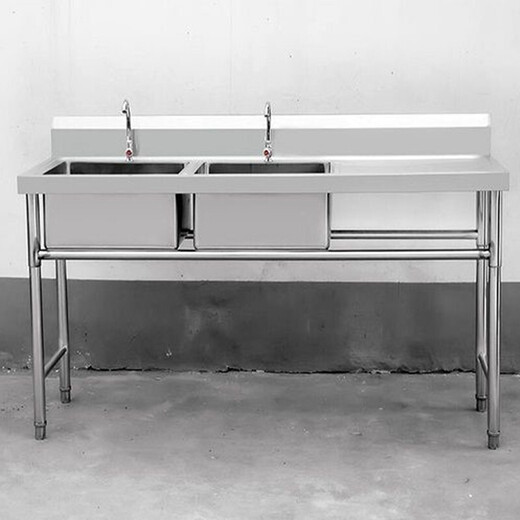 Yuruo commercial stainless steel sink sink vegetable basin with workbench cleaning outdoor simple 1.2 meter wash basin double basin extra thick 175*60*80 double basin left flat plate