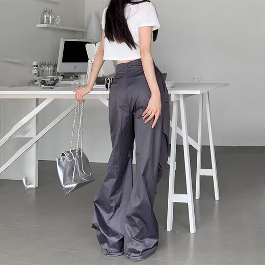 American Hot Girl Workhose für Frauen im Sommer 2025 Neue Drawess lose vielseitige Typants Zwei-Wear-Sporthosen dunkelgrau [My-688] 3xl