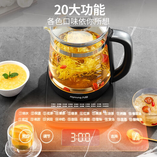 Joyoung Health Pot 1.7L Glass Flower Teapot Tea Maker Teapot One Pot Multi-purpose Boiling and Stewing 11-stage Temperature Control K17D-WY170 1.7L 304 Tea Basket
