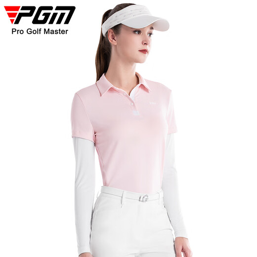 PGM Golf-Kleidung Frauen Sommereis Ice Seide Langarmed T-Shirt Top Polo Shirt Frauen schnell trocknen atmungsaktiv YF686-Sakura Pink [Top] [Ice Seide] M.