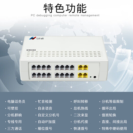 国威(HB)GW300 4进16出 程控电话交换机 集团企业总机内部分机小门数桌面式二次来显即插即用操作简单