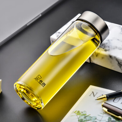 希诺HEENOOR玻璃杯单层加厚大容量男女士泡茶杯便携家用带盖水杯 470ml 紫罗兰 xn-6176  300ml 玄青色 XN-6173