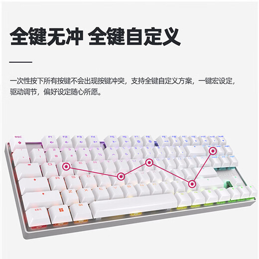 Cherry Cherry MX8.2TKL Wireless Mechanical Keyboard Bluetooth à trois modes de bureau en alliage E-Sports 87 Clé à trois modes Blanc Blue Axe