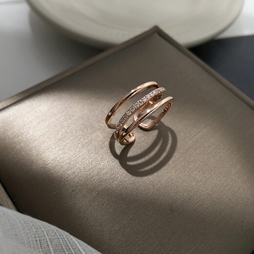 Anillo de plata esterlina de múltiples capas yaoyizun para mujeres Regalo de San Valentín Día de San Valentín REGALO DE CUMPLEAÑOS DE CUMPLEAÑOS DE CUMPLEABA DE LUMIO DE LUXURO (Apertura óptica) (Tarjeta de felicitación escrita)