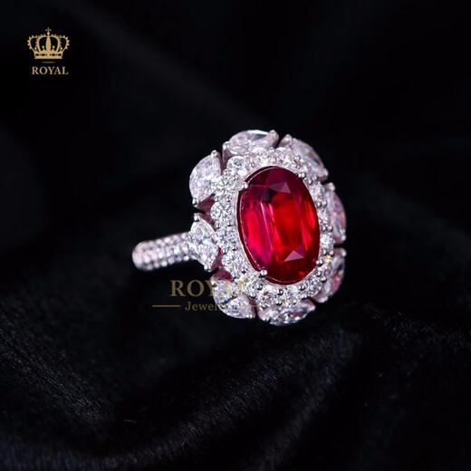 ROYALPICK ruby ring 4CT women's ring diamond 18k gold unburned pigeon blood red gift for girlfriend and wife's day birthday gift 4.0 carat ruby ring