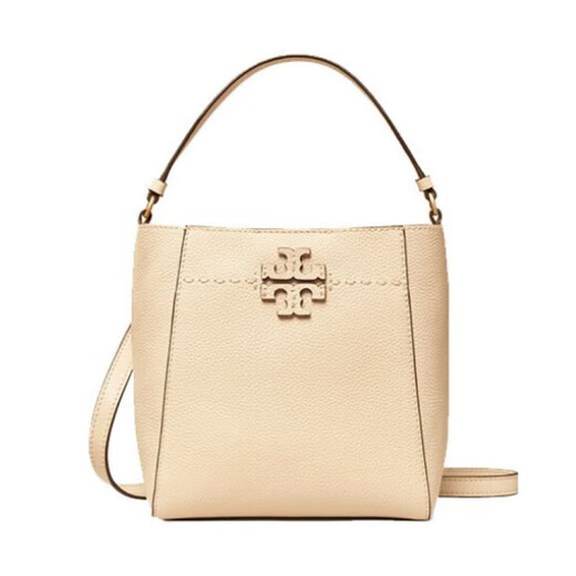 Tory Burch TB Женская сумка McGraw Buckrt Series Solid Color Brand Micro-Label Women's Women's Buckte Один плечевой сумочка [Small] Off-White 74956 724 Длина длины 18 см. Ширина 12,5 см. Высота 19 см.