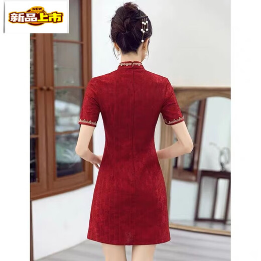 Chujing Red Cheongsam Summer 2025 New Improved Small Young Style Short Style High School Entrance Examination and College Entrance Examination Successful Red Beauty M 90-105