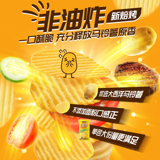 盐津铺子薯片休闲零食多口味礼盒烘焙非油炸膨化零食整箱490g14小包