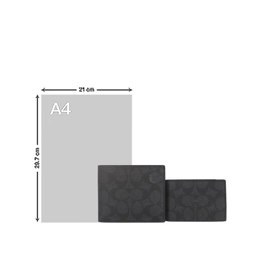 
CoaCH (COACH) Men's Practical Light Luxury Short Wallet Casual and Versatile Folding Wallet Card Pack 618 Gift for Boys Black and Gray CW380CQBK