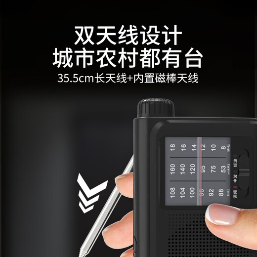 Panda (PANDA) 6241 radio full-band portable semiconductor for the elderly old-fashioned FM radio portable outdoor emergency lighting flashlight rechargeable battery small black full-band/rechargeable/flashlight + charger