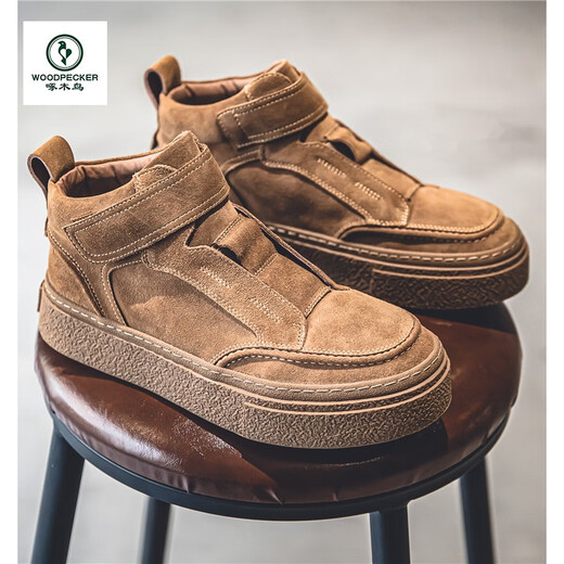 Woodpecker labor protection shoes men's shoes men's Martin boots men's 2025 new autumn and winter plus velvet casual shoes men's sports shoes men khaki [main picture] 42
