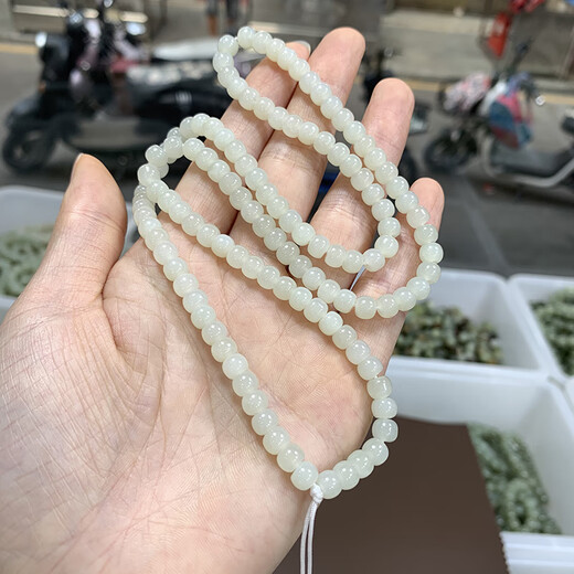 KZD auténtica cadena de jade hetiana xinjiang blanca jade bead brazalet cadena colgante lychee blanca pulsera múltiple sn13796x7m 5x6mm