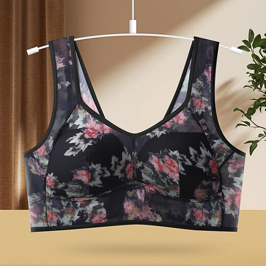 York Rabbit (YueKeTu) (1 piece) New Lace Beautiful Back Vest Women's Mesh Printed Underwear Full Cup Fixed Cup Push-up Bra YKT Red 3L Size (Recommended 120-140 Jin Jin equals 0.5 kg)