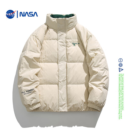 Nasamitoo Down Jacke für Männer und Frauen im Winter nationale Trendkarte Schachbrettständer Kragen Paar Wärme dünner Mantel für Teenager Freizeitkleidung 9215 Tinte Schwarz L.