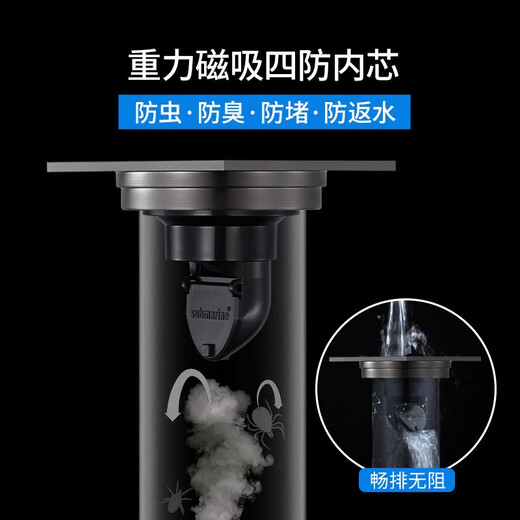 Submarine MTF50-10X gun gray brass floor drain anti-odor and water return washing machine floor drain 50 diameter