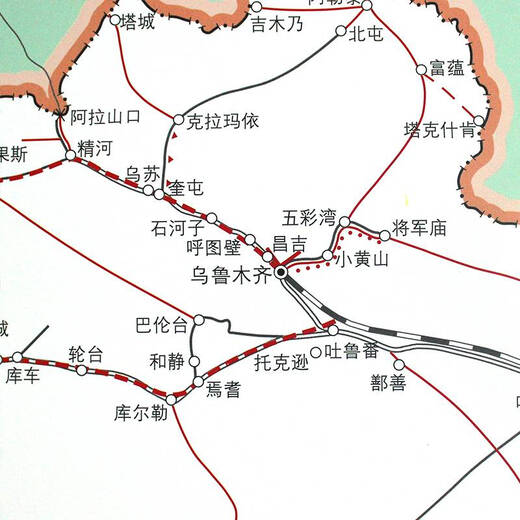 中国中长期铁路网规划图 约1.1X0.8米 普铁高铁骨干铁路地图  中国铁道出版社新版