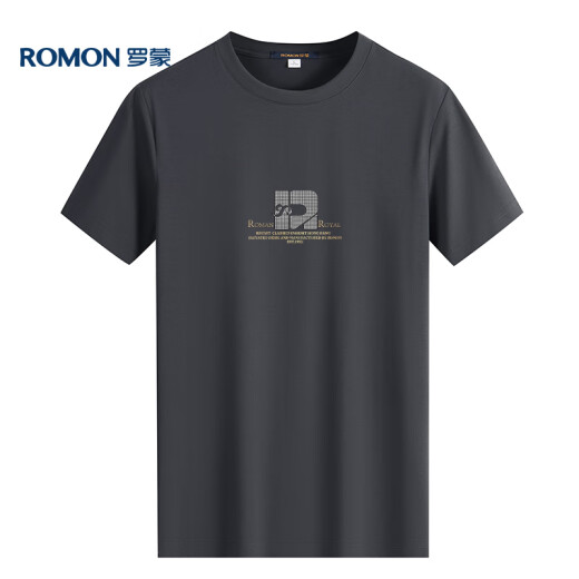 ROMON short-sleeved T-shirt for men summer casual short-sleeved men ice silk base shirt T-shirt for men LM688 gray 3XL