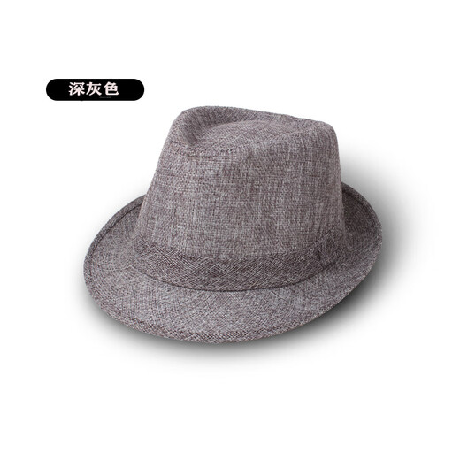 墨姿岚春夏季亚麻男士礼帽纯色爵士帽遮阳帽韩版中老年男帽遮阳帽子防晒 驼色 均码58cm