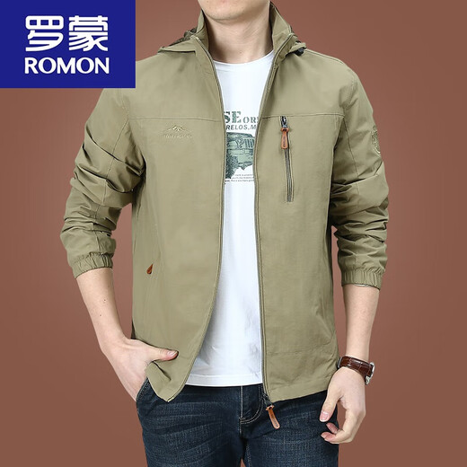 罗蒙（ROMON）冲锋.衣外套男春秋男款户外美式防风防风衣男装男士秋装运动夹克 军绿9898 加 绒款 M