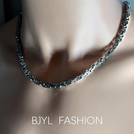 BJYL titanium steel necklace men's domineering personality summer clavicle chain men's non-fading emperor chain hip-hop trend accessories 5MM wide 50CM long