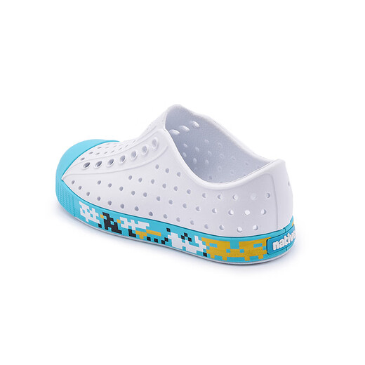 Einheimische Frühlings- und Sommer -neue Pixel -Ära atmungsaktive Männer und Frauen Kinderhöhlenschuhe Strand Kindersandalen - neues weißes Pixel entlang Strip Champagner Blau 28