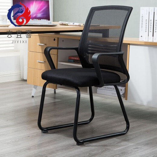 Computer chair Gaming chair Computer chair Home study comfortable sedentary chair Middle school student chair Simple and strong Writing chair Black frame blue mesh Steel Black armrests Black