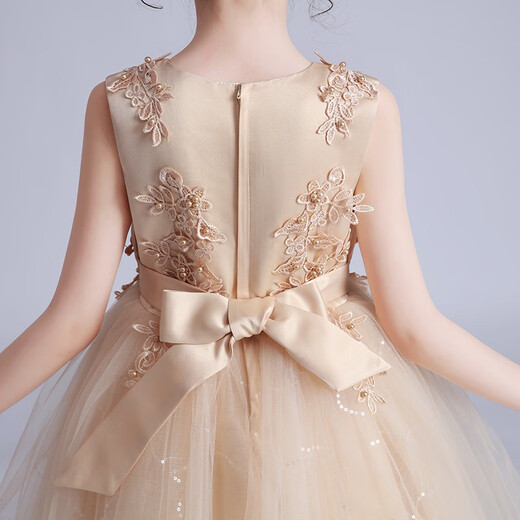 Dev Ake Kinderkleid Girl Prinzessin Rock Moderatorin High-End Piano Performance Evening Kleid Kleid mit kleinem Mädchen Hochzeits Sommer Big Boy BX683 Langarmer Champagnerfarbe 160 (Empfohlen 71-85 Jin [Jin Equals Equals ärgerlich]))