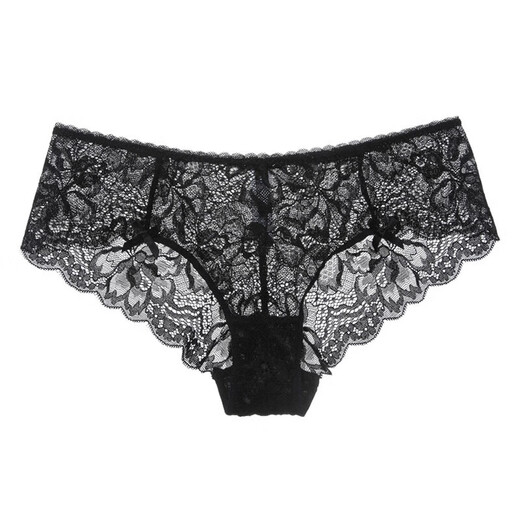 
WHIP BUNNY underwear sexy comfortable hollow women's low waist seductive lace thin breathable briefs bow 9216NK-Black L (suitable for weight 115-130Jin [Jin equals 0.5 kg])
