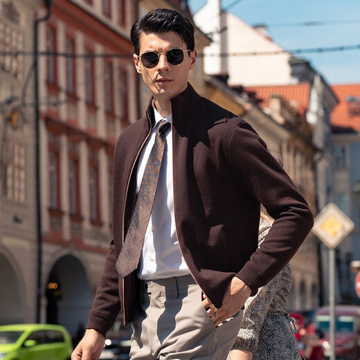 
Mr. Bubasulan wool zipper stand-up collar spring cardigan sweater men's sweater BT12128 Cigarette S (165)