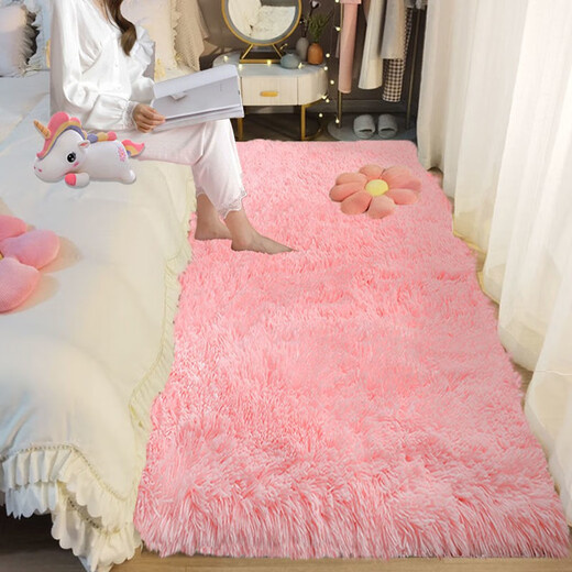 Qingqing Libin thickened carpet for bedroom girl stain-resistant bedside living room tatami room large area full floor mat white 60X200 cm