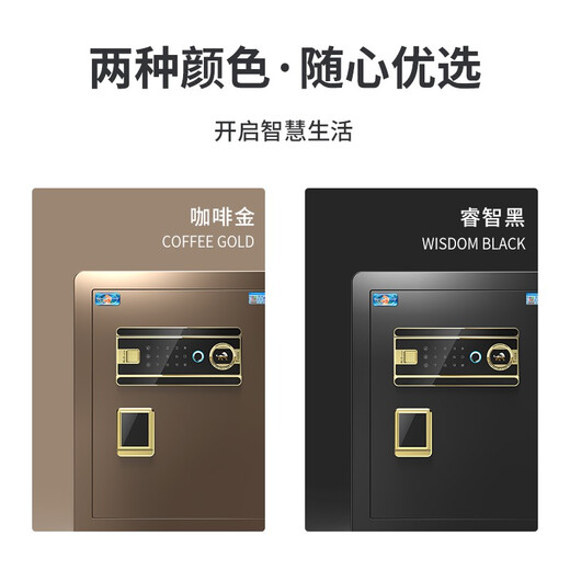 虎牌保险柜家用小型指纹密码办公财务专用保险箱全钢防盗可入墙保密保管柜 博瑞系列 60cm 钢琴黑