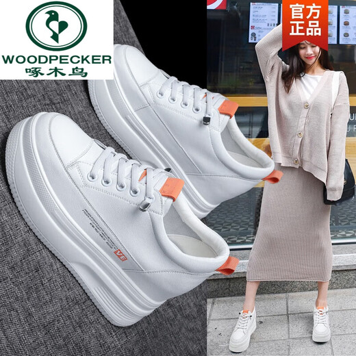 Zapatos para mujeres de carpintero de carpintero Los zapatos de mujer de altura interna genuina de cuero invisible y liviano, pequeño y versátil, súper calientes pequeños zapatos blancos de 10 espesas con esponja zapatos de pastel de esponja todo negro de 10 cm [677 superficie de cuero] 36