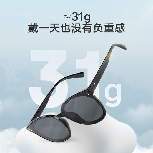 Made in Tokyo, classic large round black frame high-definition nylon polarized sunglasses for men and women, anti-UV glasses, bright black