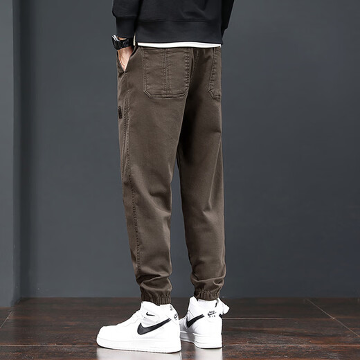 Jüdische Casualhose Herren Frühling und Herbst Neue trendige Marke Arbeit Kleidung Lose Harem Hosen Bindungen Füße Sport lang Hosen Männer 689 Kamel M.